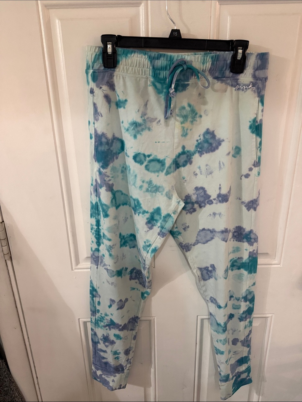 PINK Victoria's Secret Teal and Lavender Tie-Dye Joggers